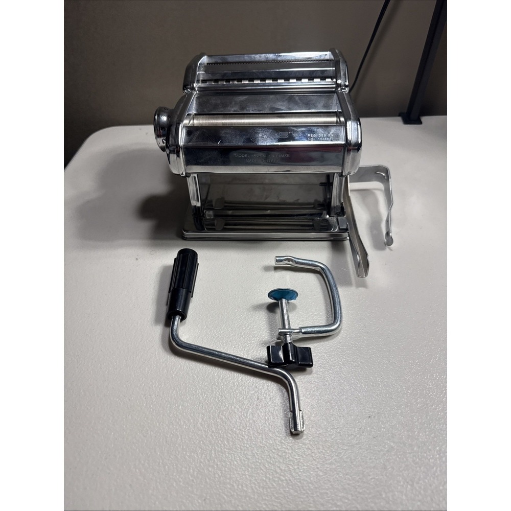 Marcato Atlas Deluxe 150 Manual Crank Pasta Machine Noodle Maker Italy w/Crank